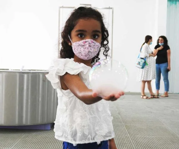 Misty Soap Bubbles exhibit with fog-filled soap bubbles