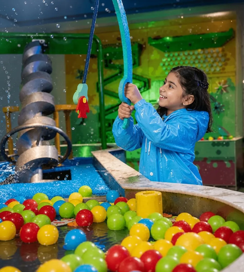 Water play stations with wheels and gates