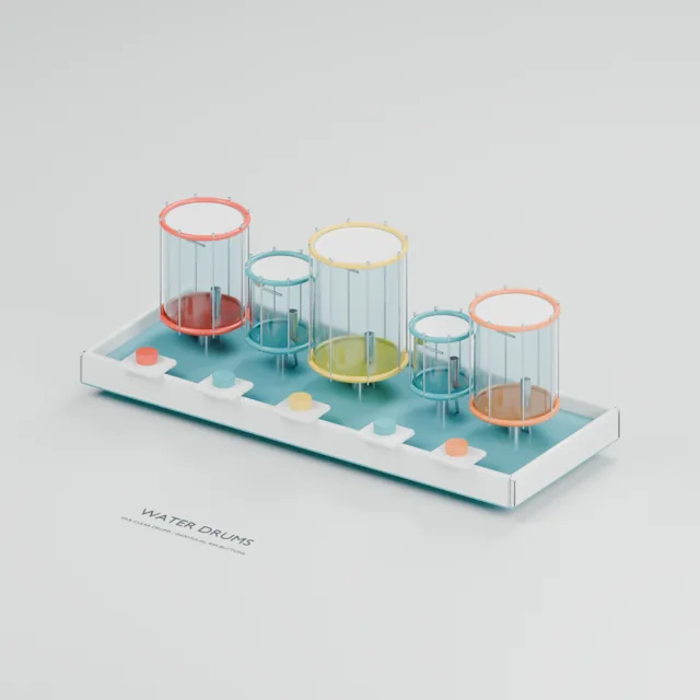 Water Drums water table concept, perspective render