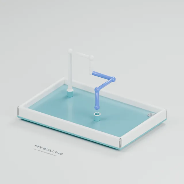 Pipe Building water table concept, perspective render